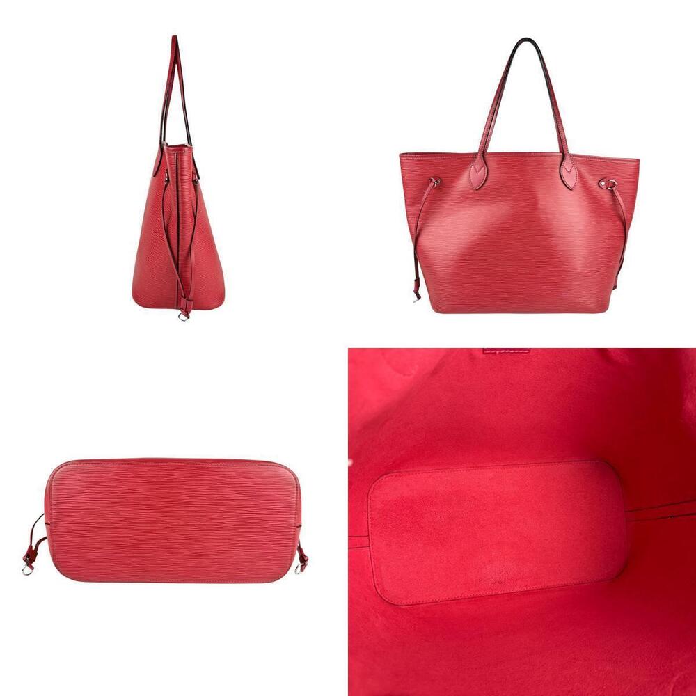 Louis Vuitton Epi Bag Neverfull Tote Shoulder Leather Carmine Black